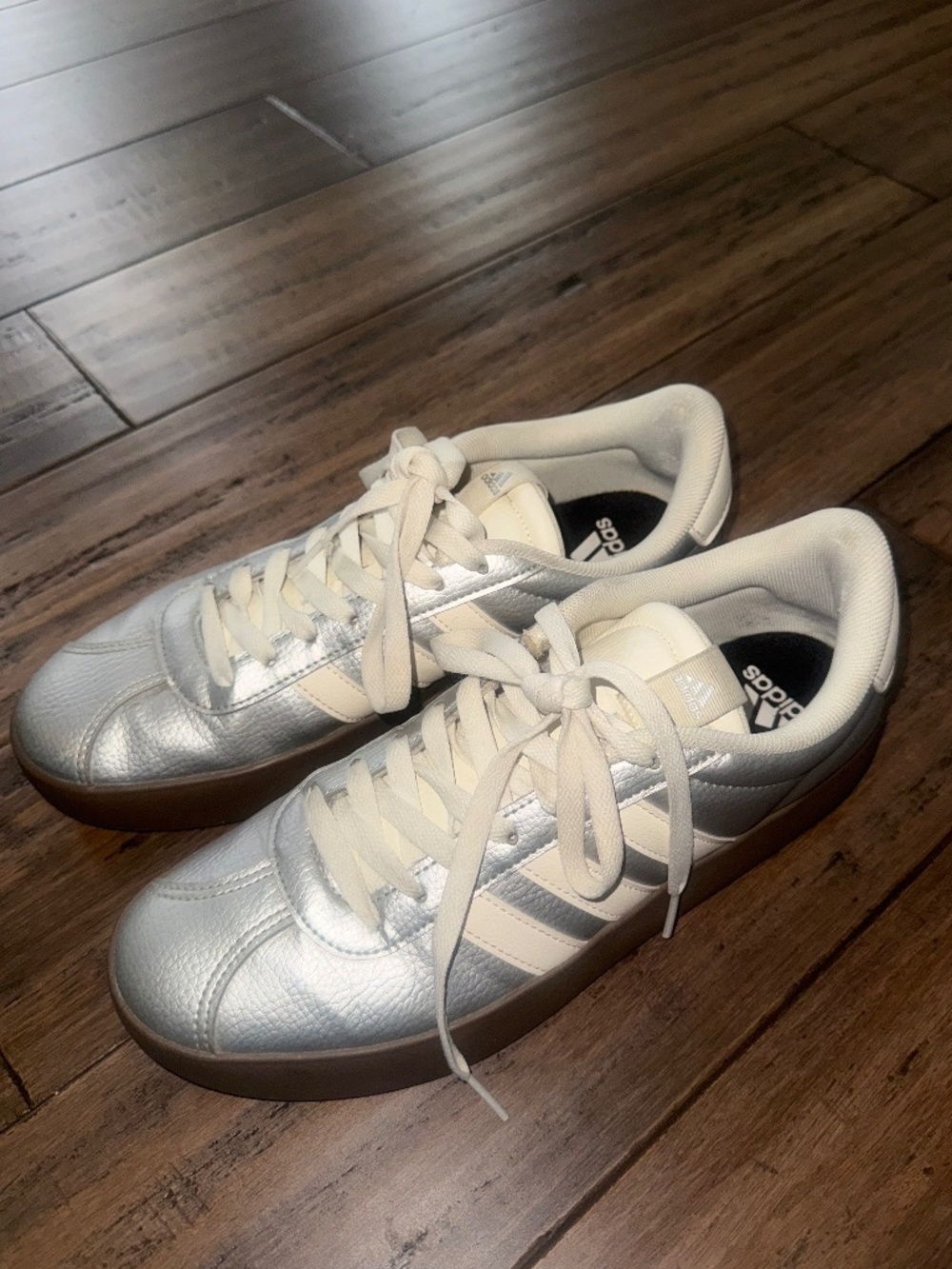 Adidas silver casual shoes size 9 women